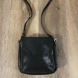 Adax Pebbled Black Leather Square Bag - Danish Brand